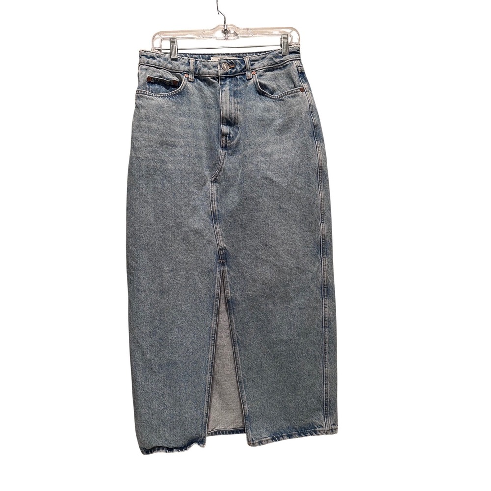 Mango Denim Midi Skirt Light Wash Size Medium Western Casual Summer